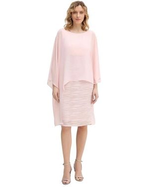 Joseph Ribkoff Cascade Strick Etuikleid Mit Chiffon-Poncho-Überwurf - Pink