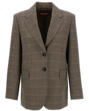 Max Mara Jassen ,Bruin ,Wol Enkelrijig Geruit Blazer - Groen