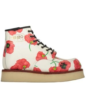 KENZO Lace-Up Boots - Red