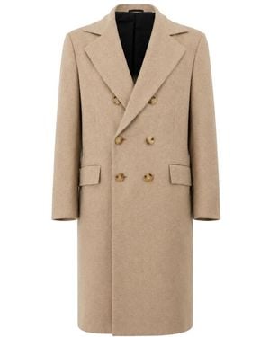 Kiton Double-Breasted Coats - Natural