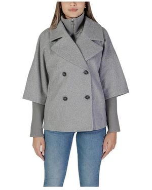 Jacqueline De Yong Double-Breasted Coats - Grey