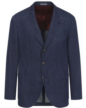 Brunello Cucinelli Blauwe Katoenen Jas Aw25 Stijlvol
