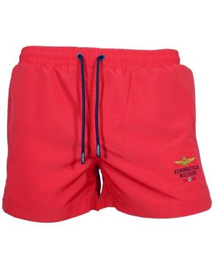 Aeronautica Militare Herren Badehose Mit Besticktem Logo Rot