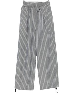 White Sand Broeken ,Grijs ,Polyester Pinstripe Wide Broeken