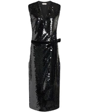 Alberta Ferretti Sequin Midi Jurk - Zwart