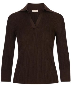 Agnona Truien & Vesten ,Bruin ,V-Neck Truien - Zwart