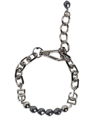 Dolce & Gabbana Accessoires ,Grijs ,Zilvertint Ketting Parel Armband - Metallic