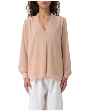 Kaos Elegante Blouse Met Lange Mouwen En Diepe V-Hals - Naturel