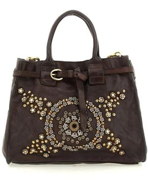 Campomaggi Button-Closure Dubbele Handtas - Zwart