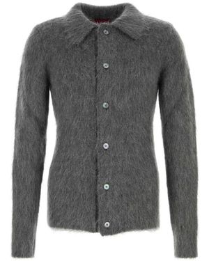 Gucci Brushed Knit Collared Cardigan - Grijs