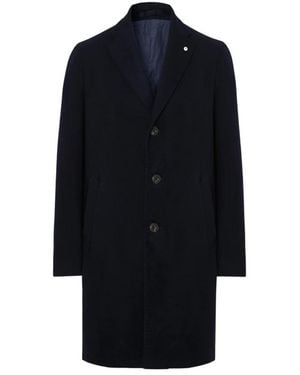 L.B.M. 1911 L.B. 1911, ,Jassen ,Blauw ,Wol Single-Breasted Coat