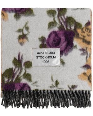 Acne Studios Accessoires ,Grijs ,Wol Fringed Wool Scarf