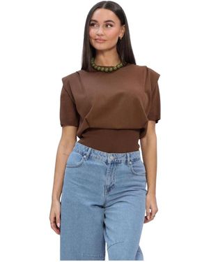 Notre-v Truien & Vesten ,Bruin ,Linnen Nv-Heneline Sweater - Blauw