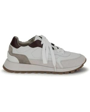 Brunello Cucinelli Leder-Sneaker Mit Glänzenden Details - Weiß