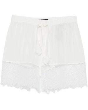 Ann Demeulemeester Weiße Shorts Mit Spitzenbesatz Und Kordelzug