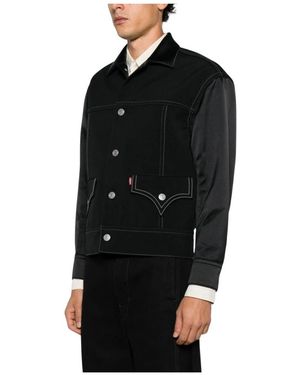 Junya Watanabe Contrast Panel Trucker Jacket - Zwart