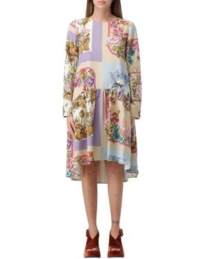 Vivetta Bunte Blumen Patchwork A-Linie Kleid - Mehrfarbig