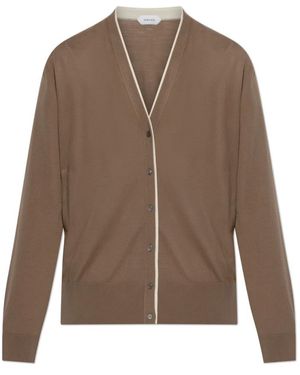 Versace Wollcardigan Mit Gesticktem Logo - Braun