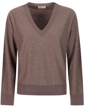 Herno Truien & Vesten ,Bruin ,V-Neck Truien