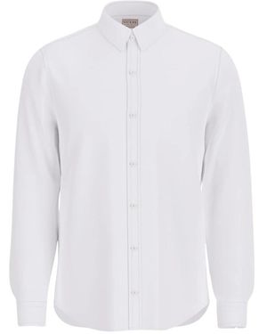 Guess Witte Twill Overhemd Met Lange Mouwen
