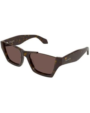 Alaïa Rechteckige Sonnenbrille - Braun