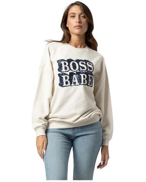 Kocca Hoodies & Sweatvesten ,Every Day Sweater Met Lange Mouwen En Ronde Hals - Wit