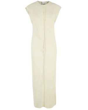 Ami Paris Kleedjes ,Polyester Long Raw Edge Details Dress - Wit