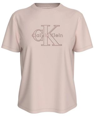 Calvin Klein Tops ,Roze ,Katoen Baby Terry Monologo Grafisch T-Shirt