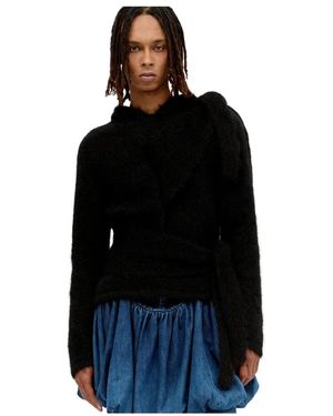 AARON ESH Mohair kapuzenpullover mit bindungskonstruktion - Schwarz