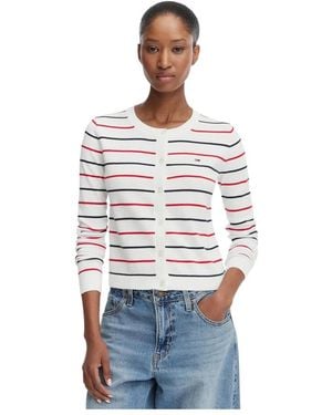 Tommy Hilfiger Truien & Vesten ,Wit ,Katoen Essential Crew Neck Cardigan