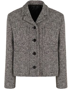 Gucci Jacke Aus Doppeltem Wolle- Und Baumwoll-Mouliné - Grau