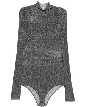 Maison Margiela High Neck Herringbone Bodysuit - Grijs