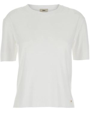 Herno Truien & Vesten ,Wit ,Katoen Logo Plaque T-Shirt