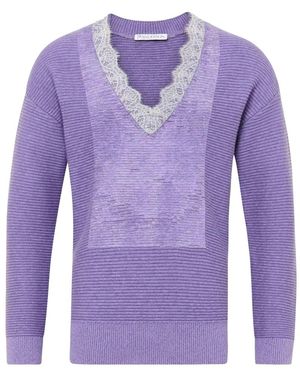 JW Anderson Lace Trim V Neck Jumper - Lila