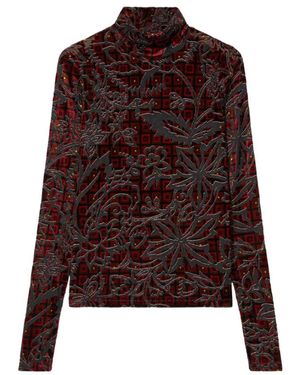 Pierre Louis Mascia Geometrisches Blumen Turtleneck Top - Lila