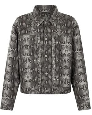 Roberto Cavalli Python Print Denim Jacket - Grijs