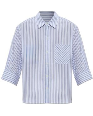Rag & Bone Overhemden ,Blauw ,Katoen Shirt Met Streepjespatroon