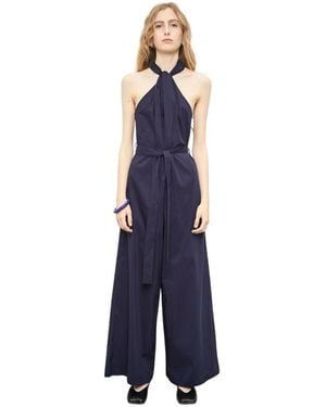 MEIMEIJ Technischer Popeline-Jumpsuit Mit Gürtel - Blau