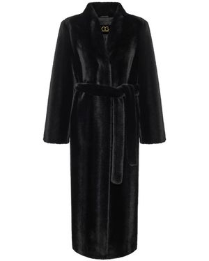 CESARE GASPARI Jassen ,Zwart ,Polyester Faux Fur Shearling Jassen