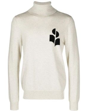 Isabel Marant Ecru Enzo Pullover Mit Geripptem Rollkragen - Weiß