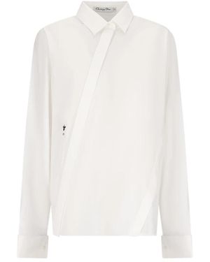 Dior Overhemden ,Wit ,Katoen Shirt Met Schuine Sluiting