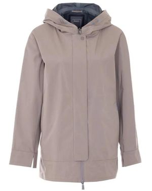Herno Jassen ,Grijs ,Polyester Hooded Coat - Bruin