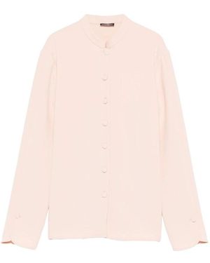 Emporio Armani Overhemden ,Roze ,Sheer Logo Print Button-Front Shirt
