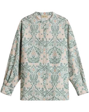 Woolrich Lyocell Blend Shirt Met Botanische Print - Groen