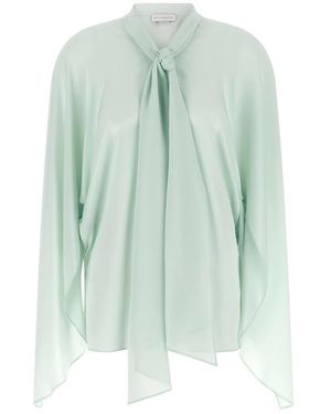 Stella McCartney Overhemden ,Groen ,Lavallière Zijden Blouse