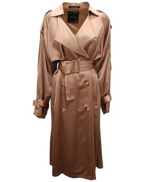 EMMA & GAIA Jassen ,Wol 35Bs 495 Trench Doppio Petto Satin Jacket - Bruin
