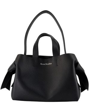 Acne Studios Zwarte Leren Schoudertas Met Handvatten