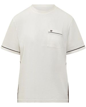 Ferragamo Tops ,Katoen T-Shirt Met Borstzak En Contrasterende Afwerking - Wit