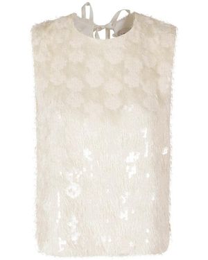 Semicouture Tops ,Wit ,Polyester Cara Top - Naturel