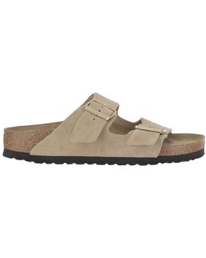 Birkenstock Arizona Suède Leren Sandalen - Naturel